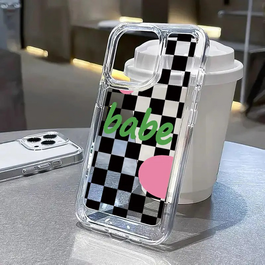Black Checks Clear Acrylic Case