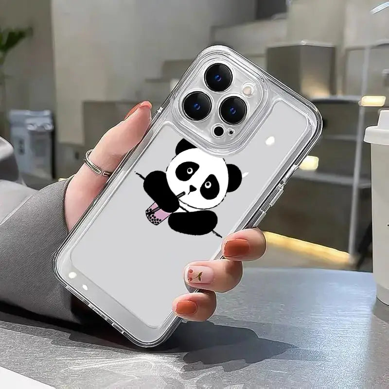 Cute Panda Sip Clear Acrylic Case